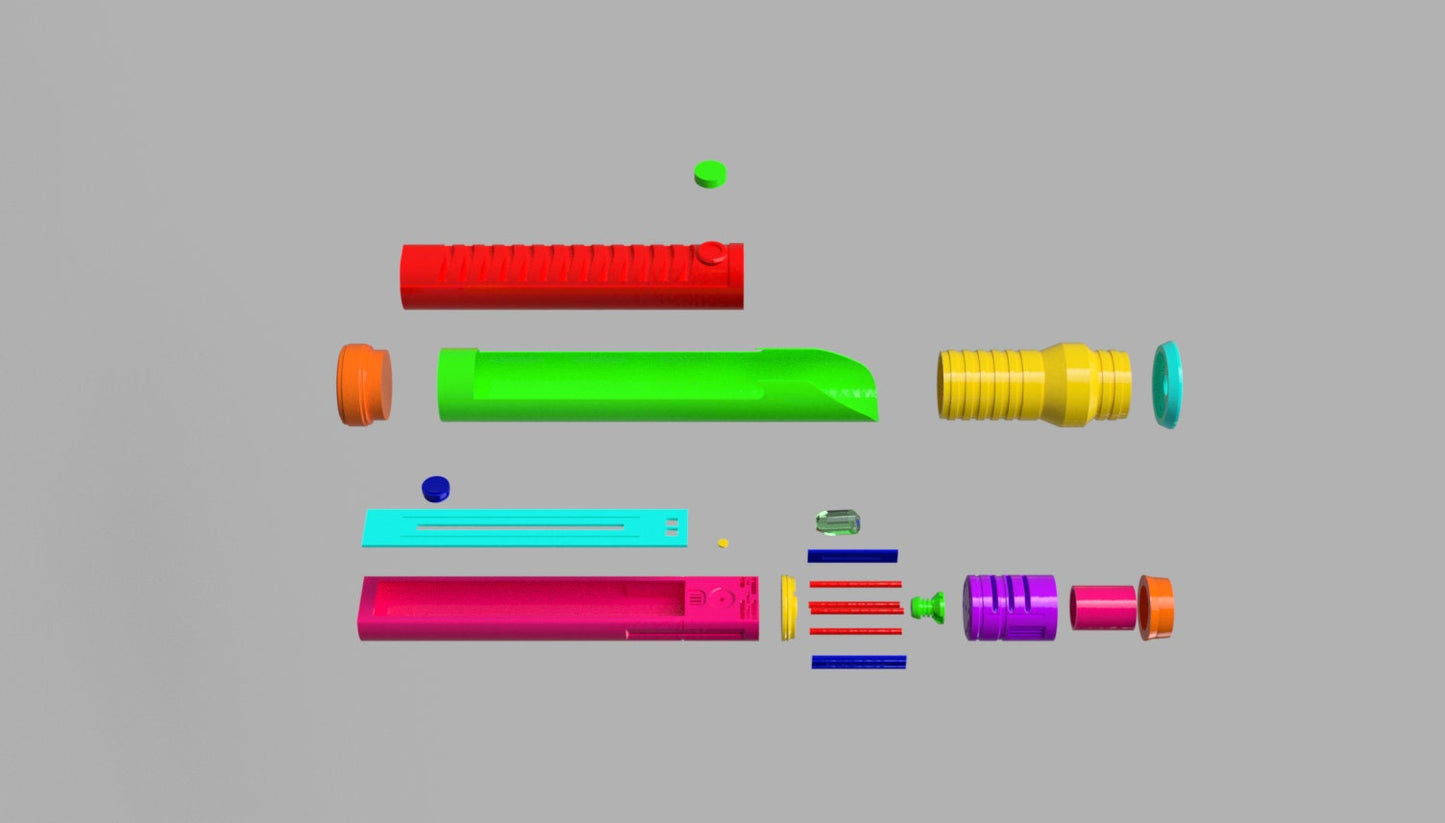 Qui-Gon Jinn Lightsaber with chassis (Star Wars Ep.I) Stl (Download)