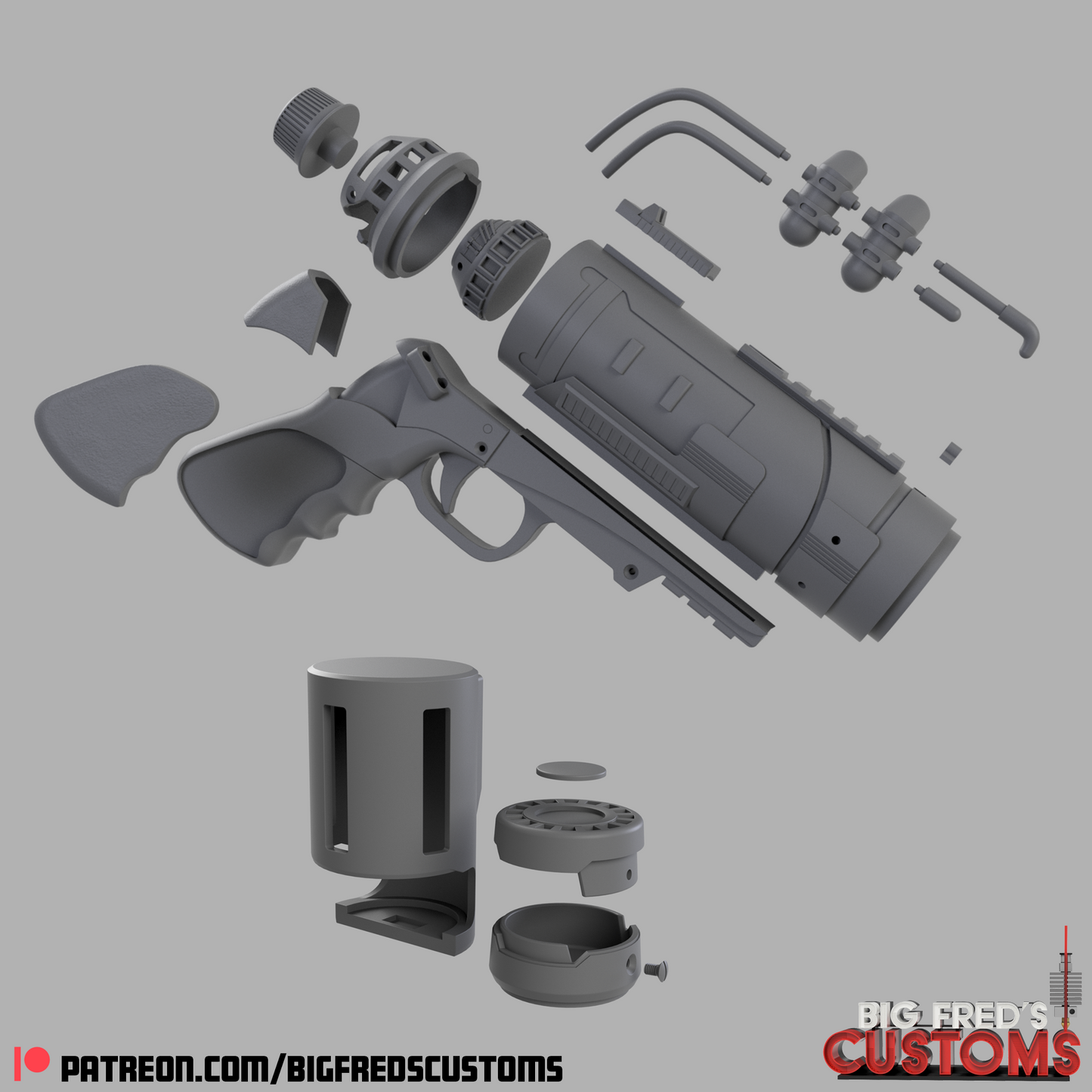 The Batman sticky bomb launcher with belt canister STL (Download) Files
