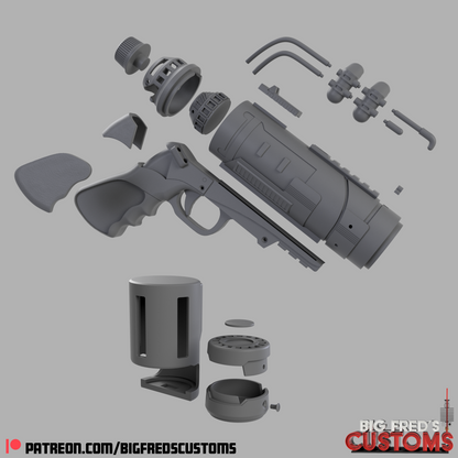 The Batman sticky bomb launcher with belt canister STL (Download) Files